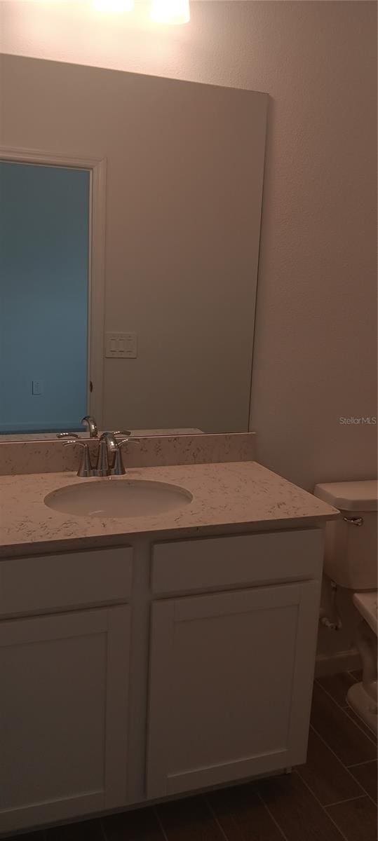 bathroom with toilet and vanity