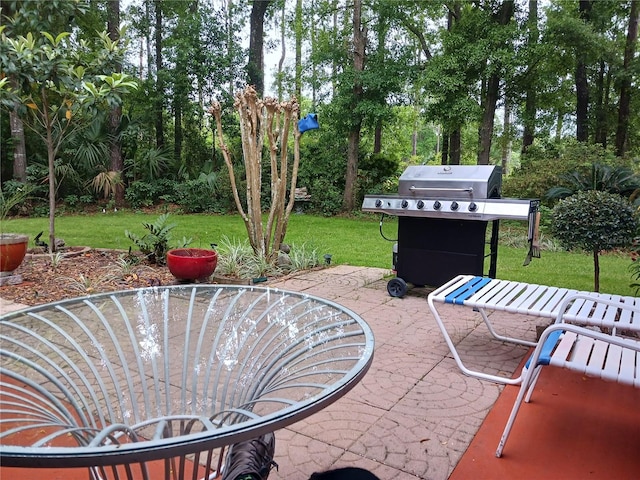 view of patio with a grill