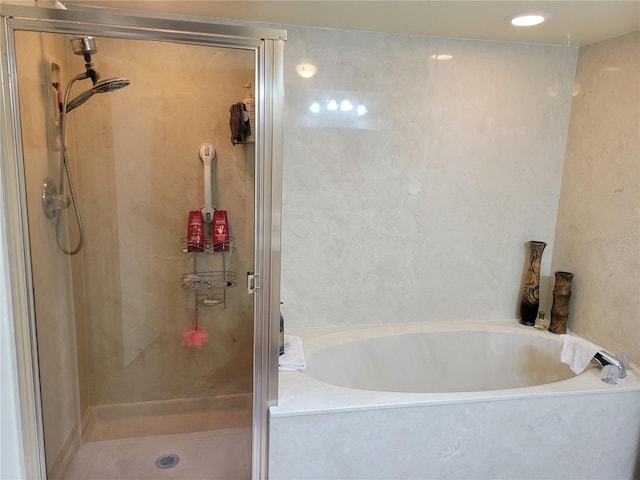 bathroom with plus walk in shower