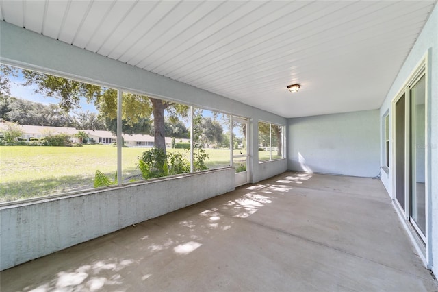 view of unfurnished sunroom