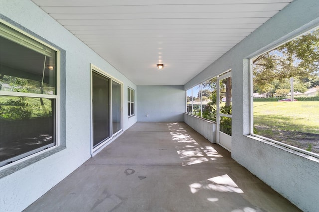 view of unfurnished sunroom