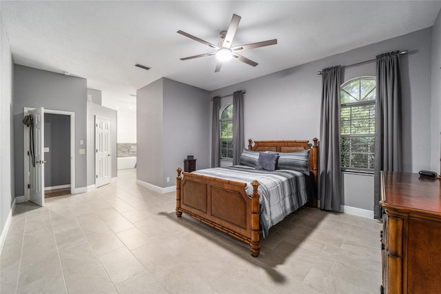 bedroom featuring ceiling fan