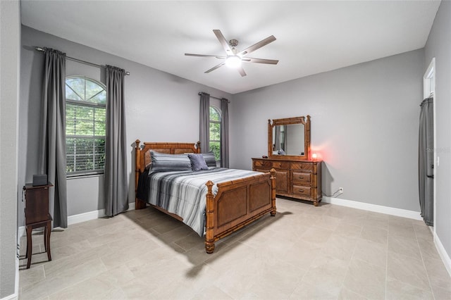 bedroom featuring ceiling fan