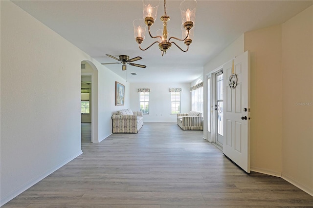 interior space with light hardwood / wood-style floors