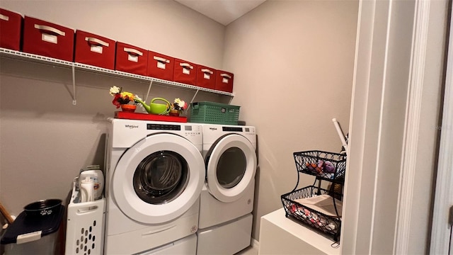 clothes washing area with independent washer and dryer