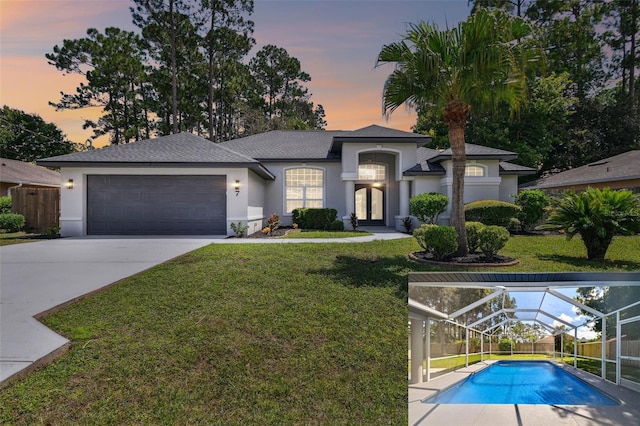 exterior space featuring a yard and a carport