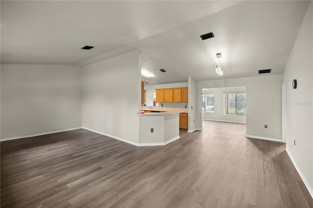 unfurnished living room featuring hardwood / wood-style flooring