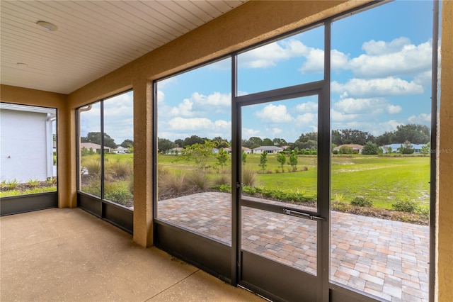 view of unfurnished sunroom