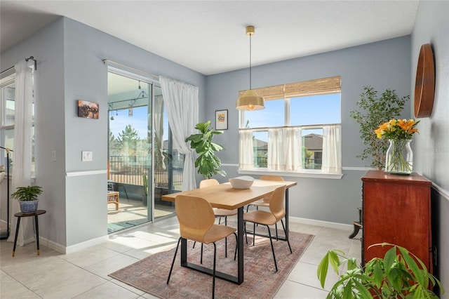 dining room with light tile patterned floors