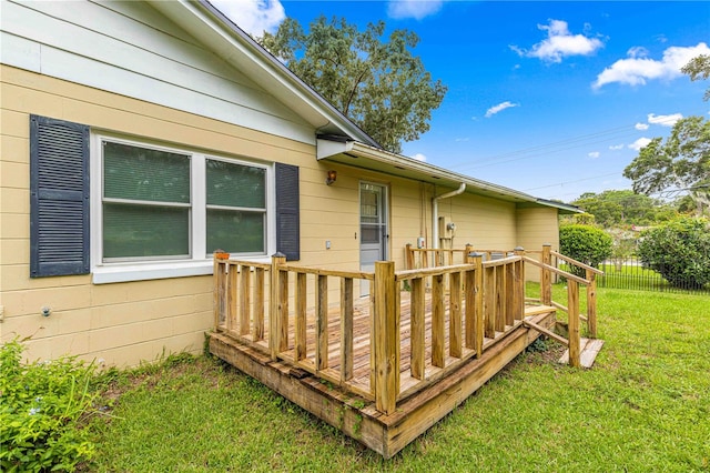 deck featuring a yard