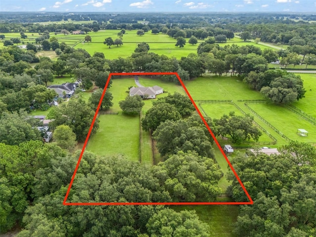 aerial view featuring a rural view