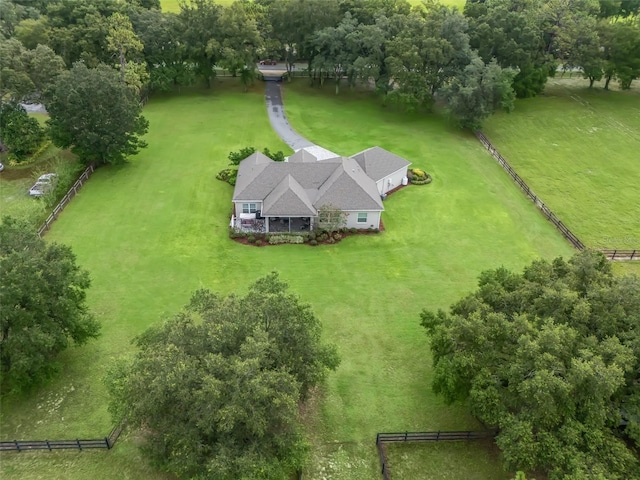 drone / aerial view with a rural view