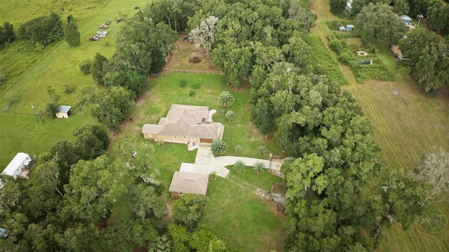 drone / aerial view with a rural view