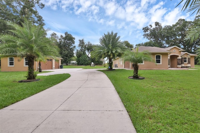 view of side of property with a yard