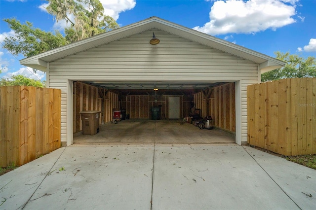 view of garage