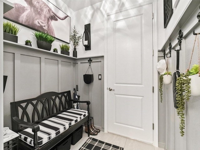 interior space featuring light tile patterned flooring