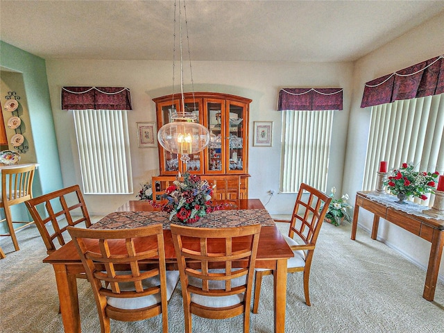 view of carpeted dining room