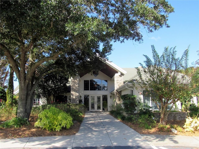 view of front facade with french doors