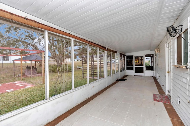 view of unfurnished sunroom