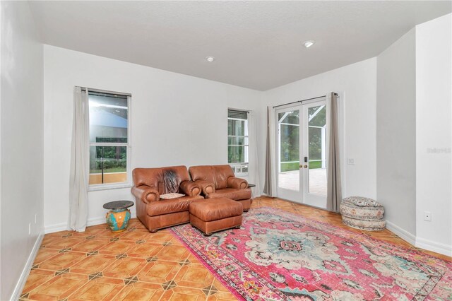 living room featuring french doors