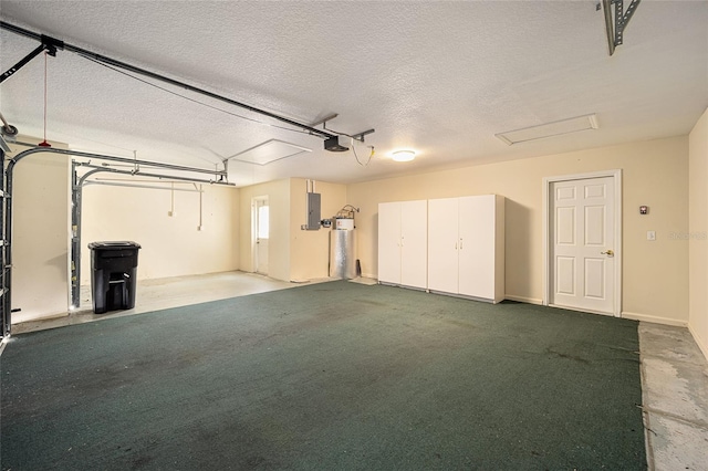 garage featuring electric panel and a garage door opener