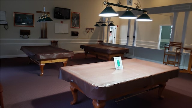 game room featuring carpet and pool table