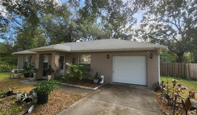 ranch-style home with a garage