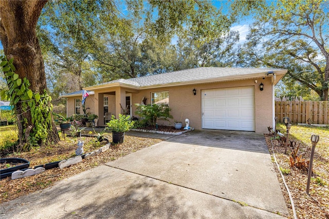 ranch-style home with a garage