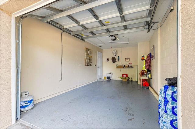 garage with a garage door opener