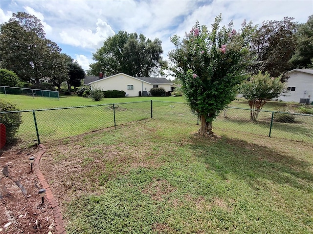 view of yard with a fenced backyard