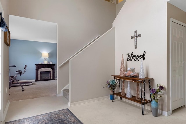 interior space featuring carpet flooring