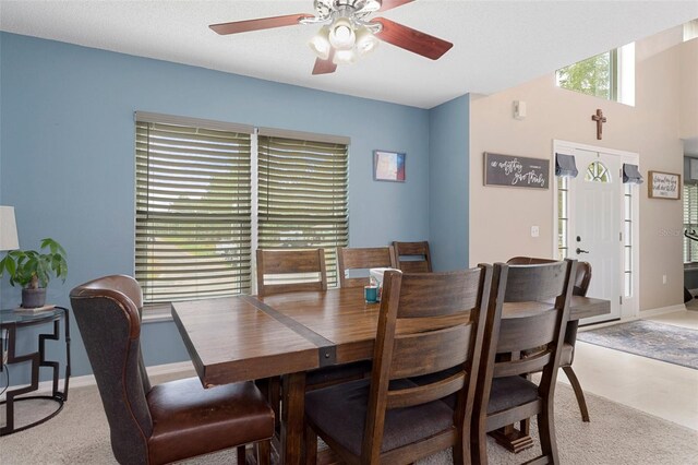 dining area featuring ceiling fan