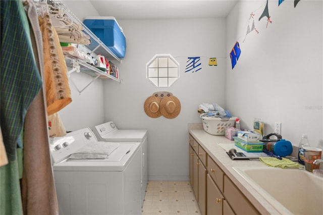 laundry room featuring washer and clothes dryer and sink