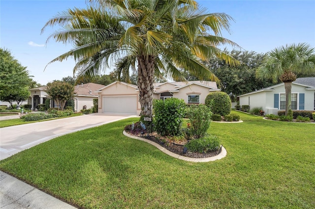 16369 SW 14th Avenue Rd, Ocala, FL 34473 - view of front facade with concrete driveway, stucco siding, a front lawn, and a garage