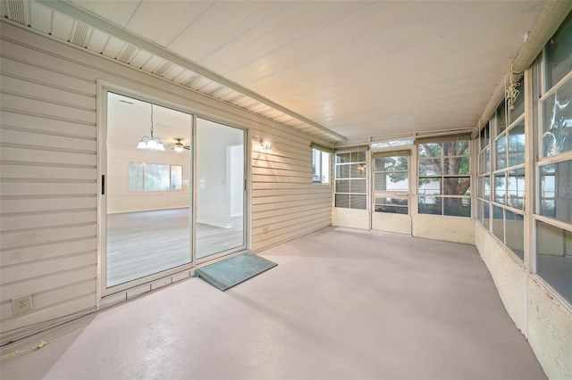 view of unfurnished sunroom