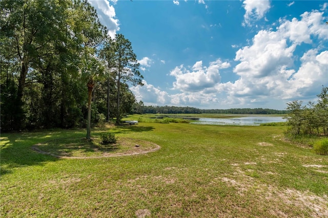 view of yard featuring a water view