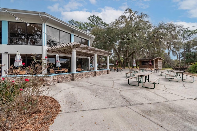 view of patio / terrace featuring a pergola