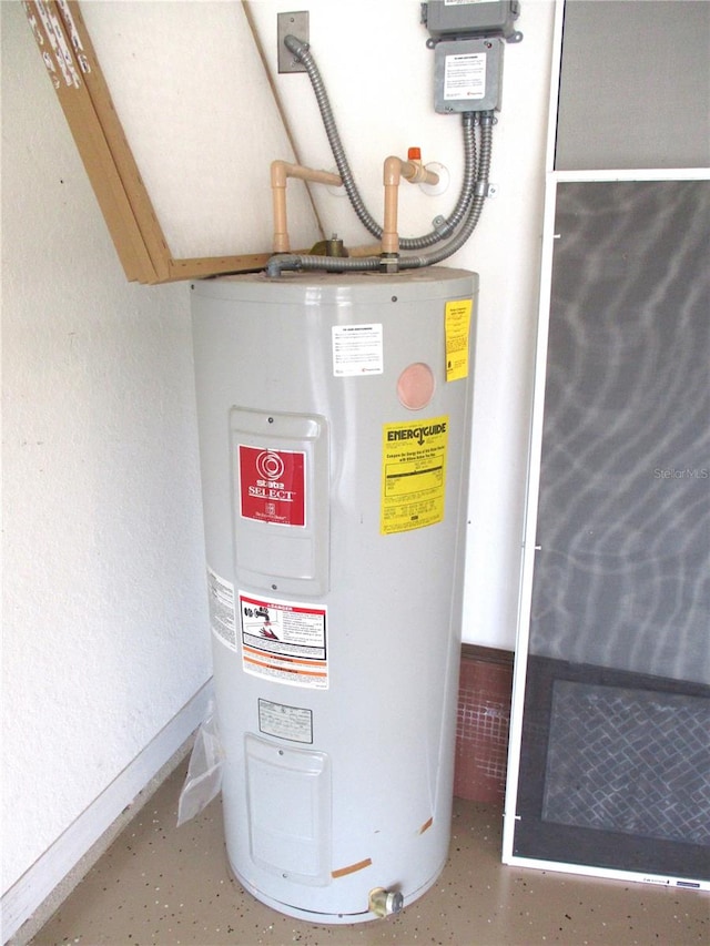 utility room with water heater