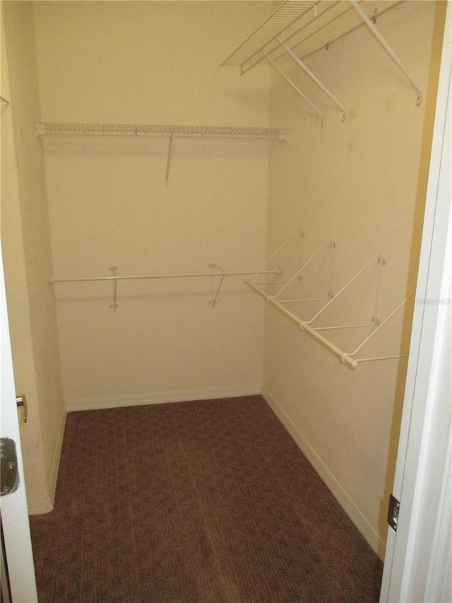 spacious closet with dark carpet