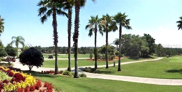 view of property's community featuring a yard