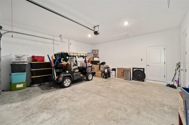 garage with a garage door opener