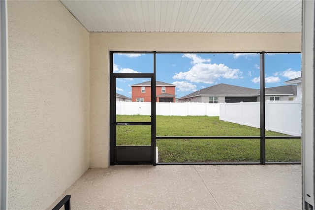 view of unfurnished sunroom