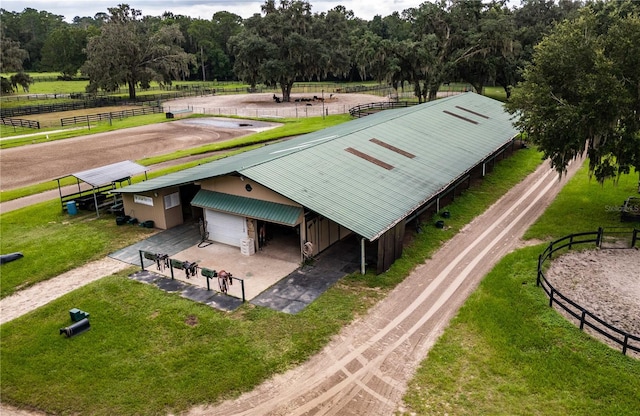 aerial view featuring a rural view