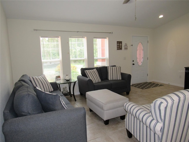 view of tiled living room