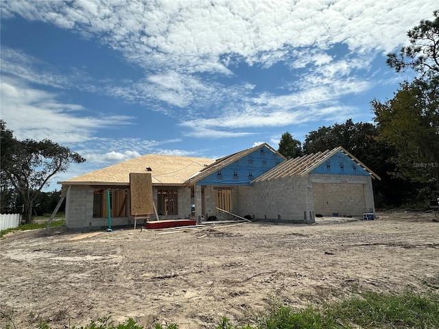 view of unfinished property