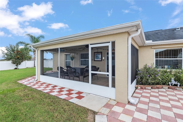 exterior space featuring a sunroom