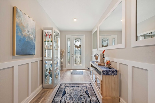 foyer with light wood-type flooring