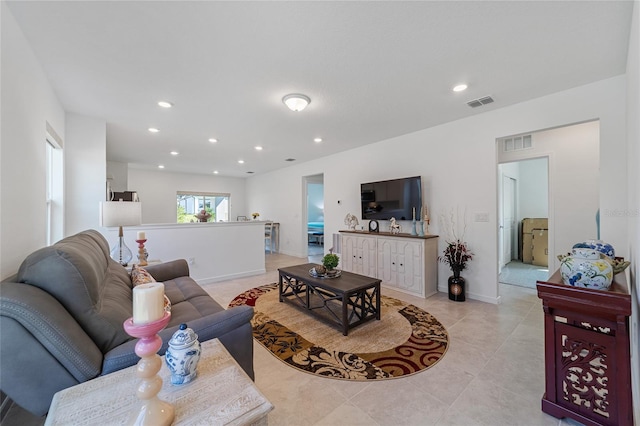 view of tiled living room