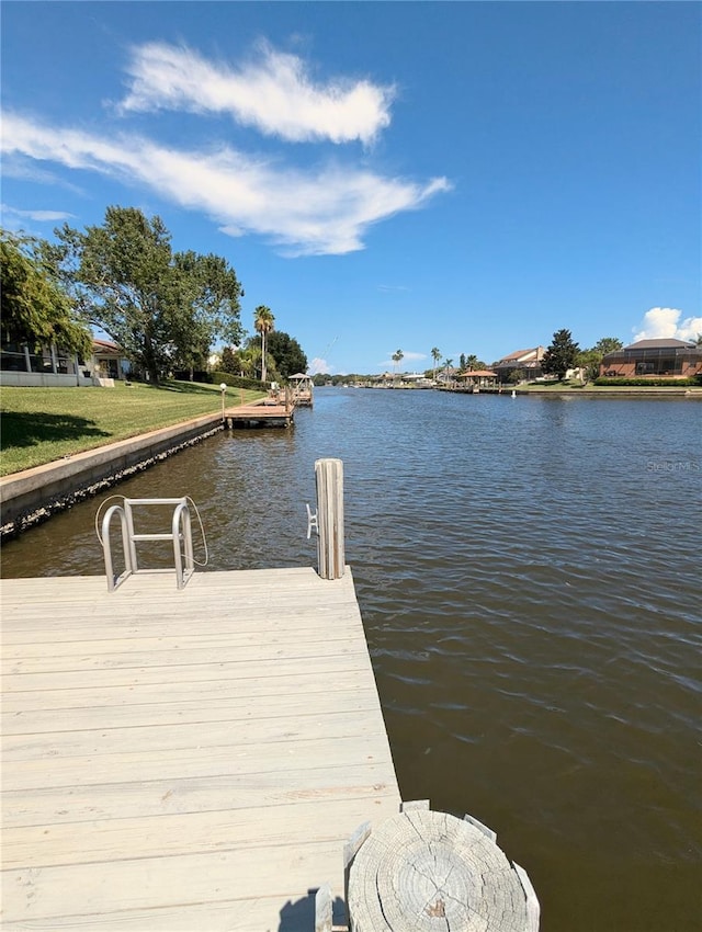 view of dock featuring a water view