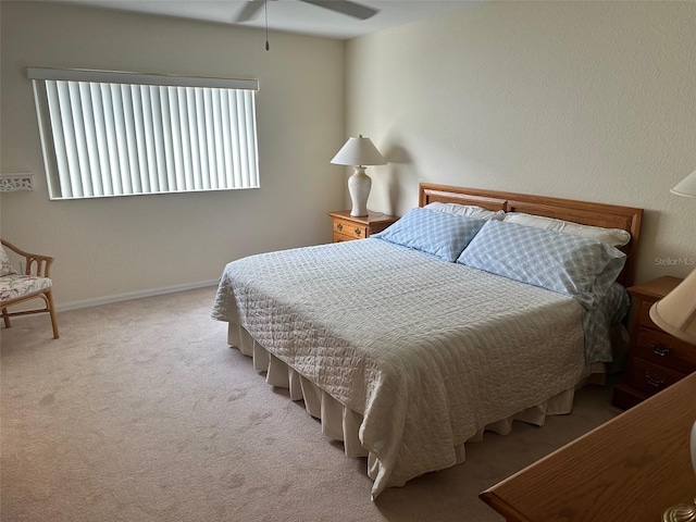 bedroom featuring carpet flooring and ceiling fan